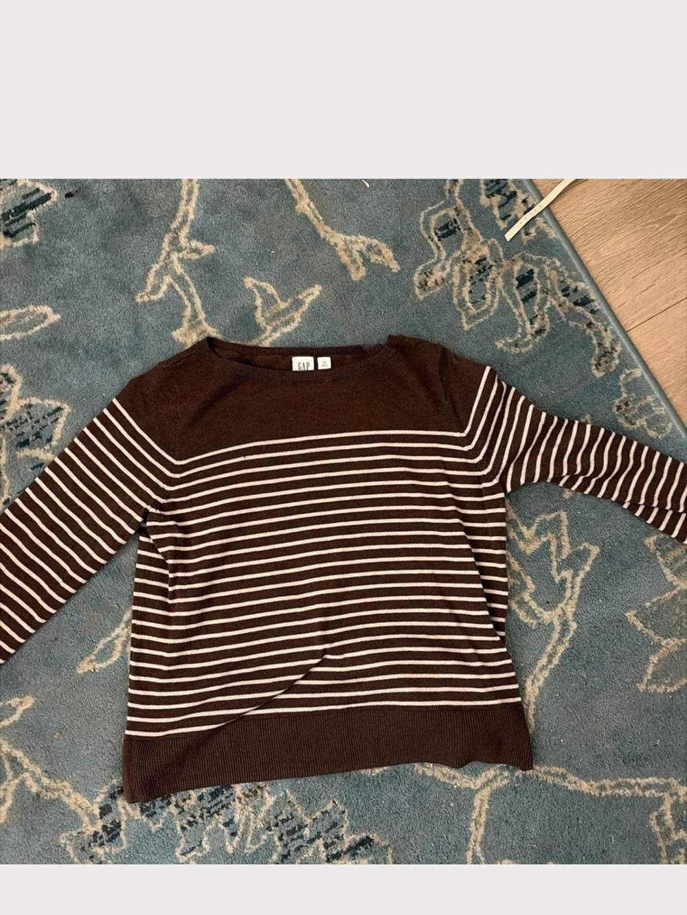 GAP Brown and Cream Striped boat neck Sweater